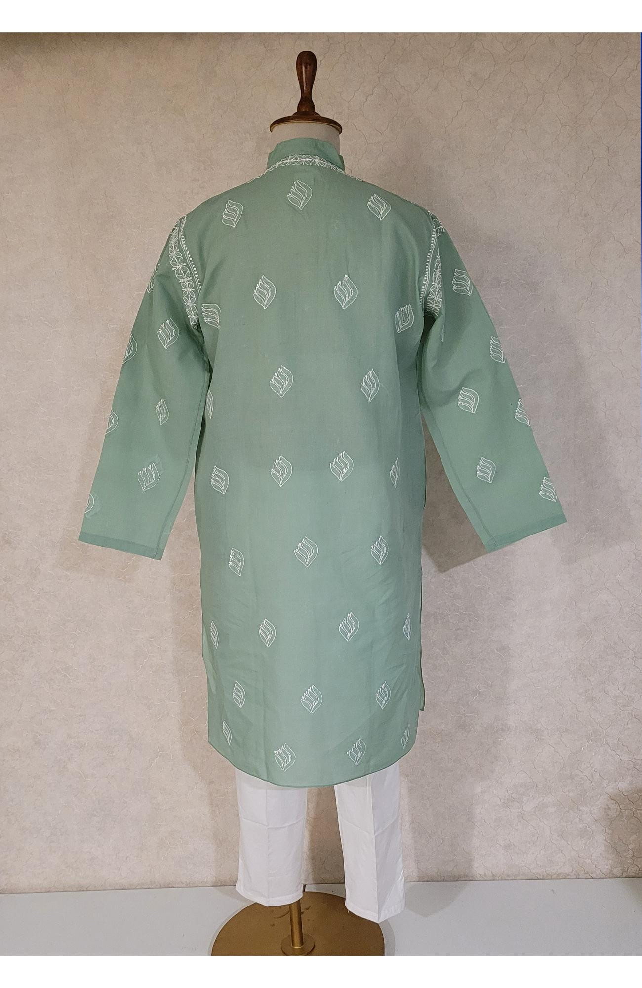 Light Green Cotton Chikankari Kurta