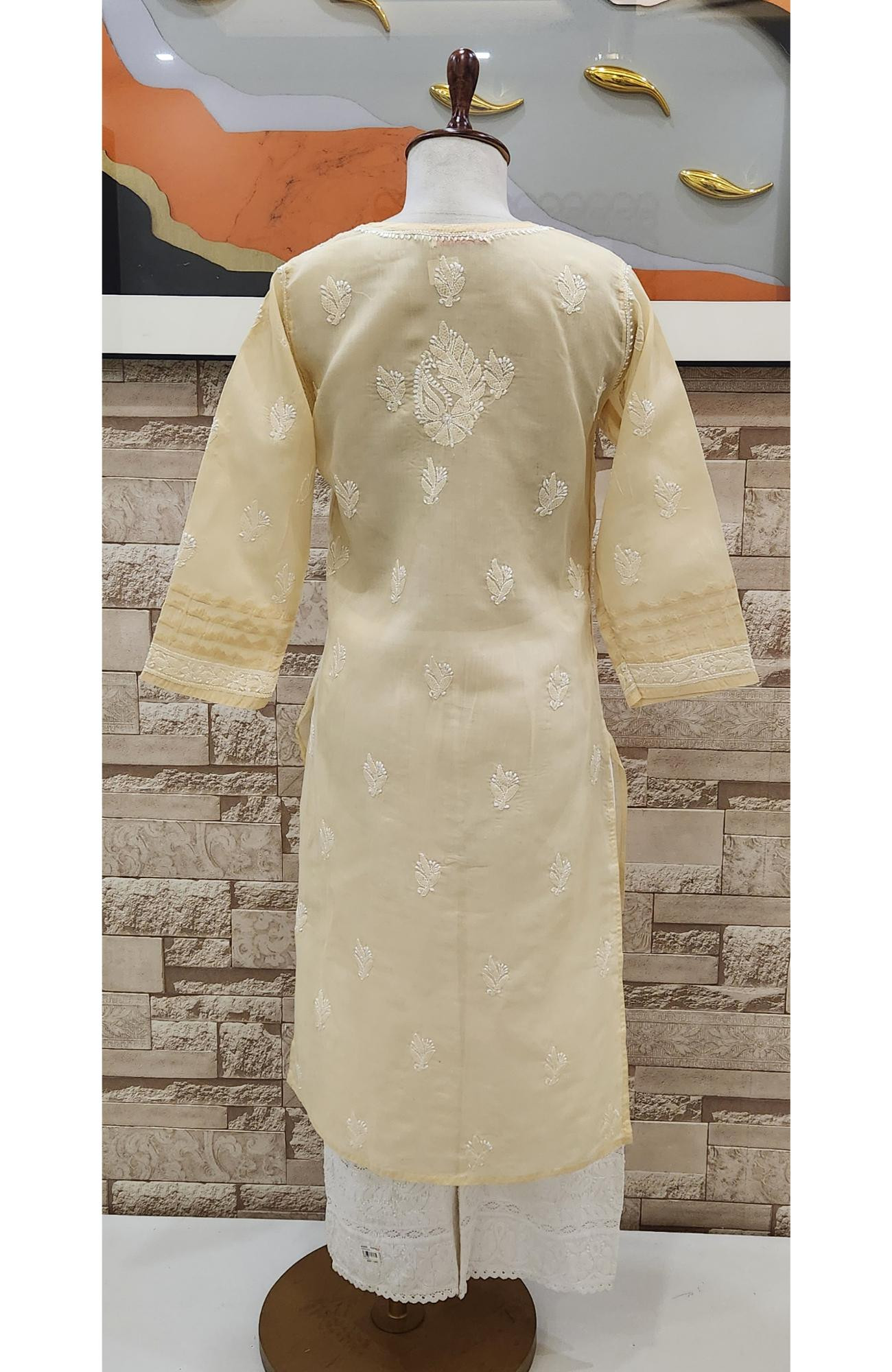 Light Green Cotton Hand Embroidered Chikankari Kurti  Rohia By Chhangamal