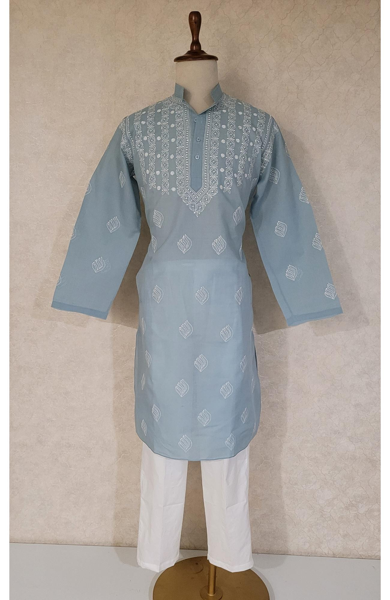 Mint Green Cotton Chikankari Kurta