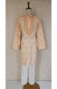 Peach Cotton Linen Chikankari Kurta
