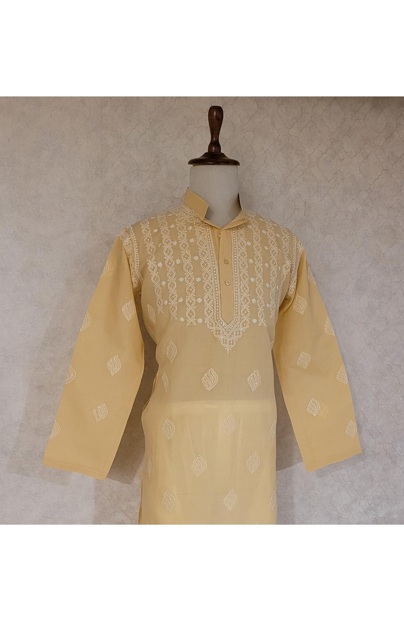 Peach Cotton Chikankari Kurta