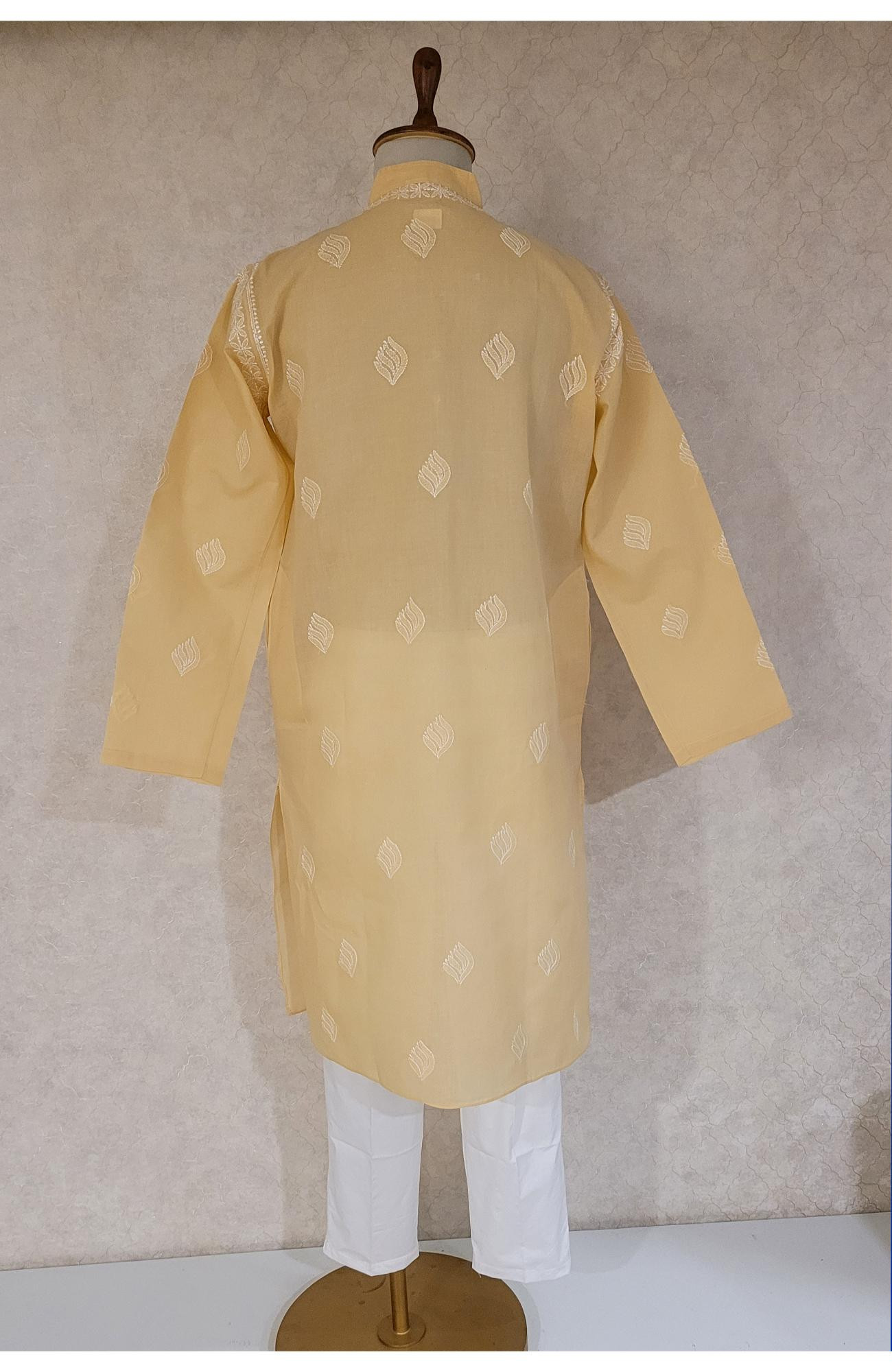 Peach Cotton Chikankari Kurta