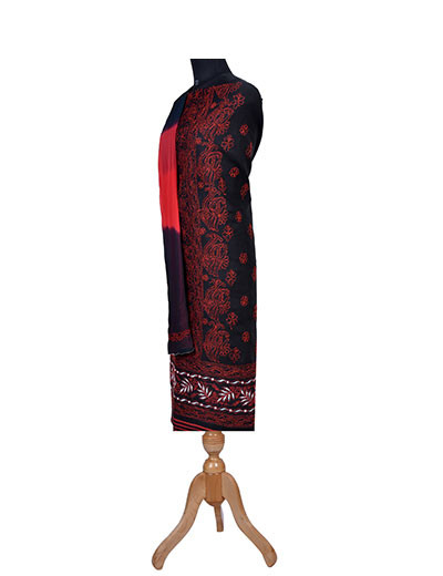 Rohia by Chhangamal Hand Embroidered Black Cotton Chikankari Suit Length SL1116