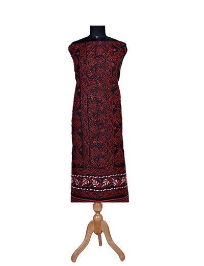 Rohia by Chhangamal Hand Embroidered Black Cotton Chikankari Suit Length SL1116