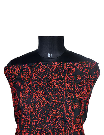 Rohia by Chhangamal Hand Embroidered Black Cotton Chikankari Suit Length SL1116