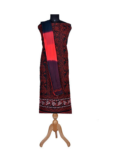 Rohia by Chhangamal Hand Embroidered Black Cotton Chikankari Suit Length SL1116