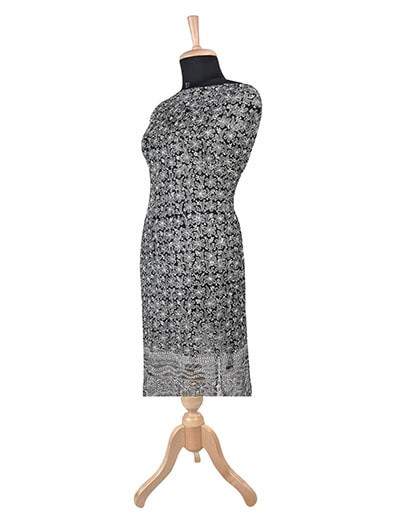 Rohia by Chhangamal Hand Embroidered Black Faux Georgette Chikan Kurti Length NL1225