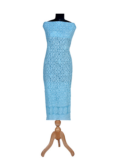 Rohia by Chhangamal Hand Embroidered Blue Colour Georgette Chikan Kurti Length NL1317