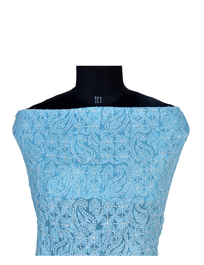 Rohia by Chhangamal Hand Embroidered Blue Colour Georgette Chikan Kurti Length NL1317
