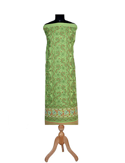 Rohia by Chhangamal Hand Embroidered Green Cotton Chikankari Suit Length SL1116