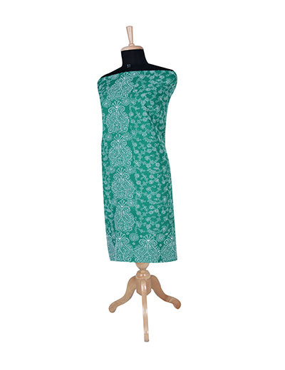 Rohia by Chhangamal Hand Embroidered Green Cotton Unstiched Chikan Kurti Length NL5804