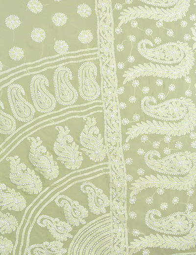 Rohia by Chhangamal Hand Embroidered Green Faux Georgette Saree With Blouse S9065