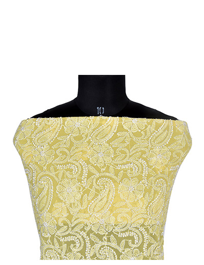 Rohia by Chhangamal Hand Embroidered Lemon Yellow Colour Georgette Chikan Kurti Length NL1305