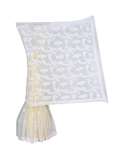 Rohia by Chhangamal Hand Embroidered Lemon Yellow Georgette Chikankari Saree With Blouse - S9083