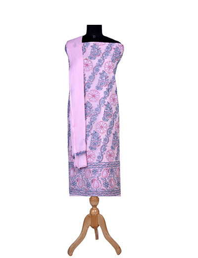 Rohia by Chhangamal Hand Embroidered Light Pink Colour Cotton Suit Length SL1265A