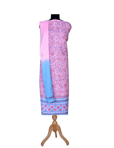Rohia by Chhangamal Hand Embroidered Light Pink Colour Unstitched Cotton All Over Jaal Chikankari Suit Length SL1255