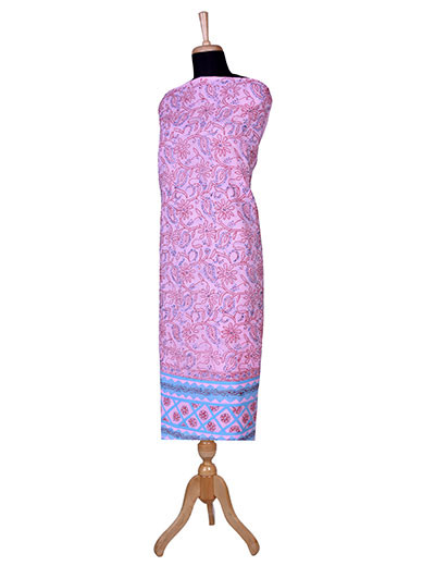 Rohia by Chhangamal Hand Embroidered Light Pink Colour Unstitched Cotton All Over Jaal Chikankari Suit Length SL1255