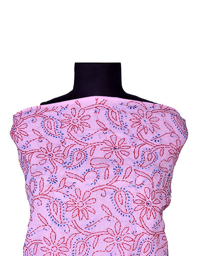 Rohia by Chhangamal Hand Embroidered Light Pink Colour Unstitched Cotton All Over Jaal Chikankari Suit Length SL1255