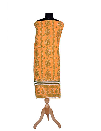 Rohia by Chhangamal Hand Embroidered Mustord Yellow Cotton Chikankari Suit Length SL1137