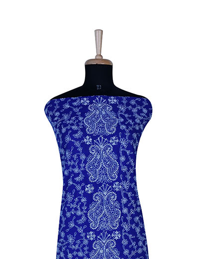 Rohia by Chhangamal Hand Embroidered Navy Blue Cotton Unstiched Chikan Kurti Length NL5804