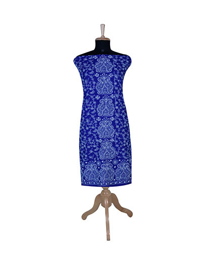 Rohia by Chhangamal Hand Embroidered Navy Blue Cotton Unstiched Chikan Kurti Length NL5804