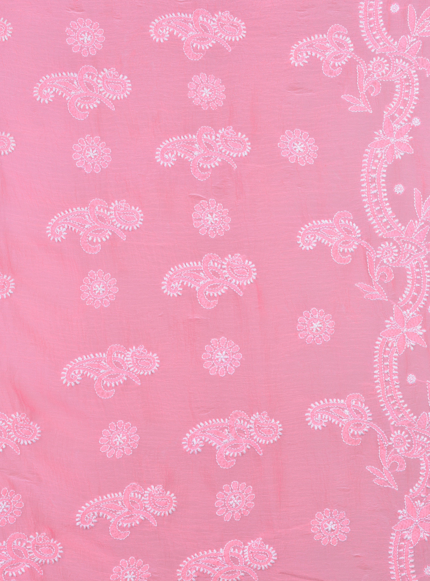 Rohia by Chhangamal Hand Embroidered Peach Faux Georgette Chikan Saree.