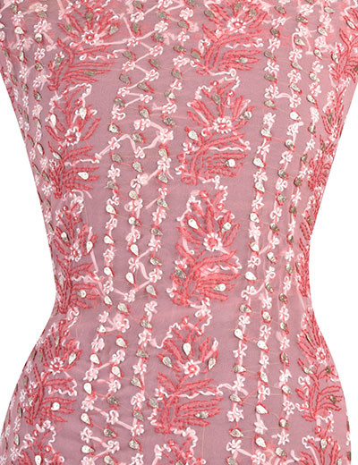 Rohia by Chhangamal Hand Embroidered Pink Faux Georgette  Chikan Suit Length