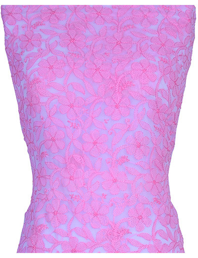 Rohia by Chhangamal Hand Embroidered Pink Georgette Unstiched Chikan Kurti Length