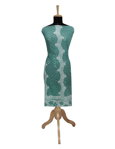 Rohia by Chhangamal Hand Embroidered Sea Green Georgette Unstiched Chikan Suit Length SL1206