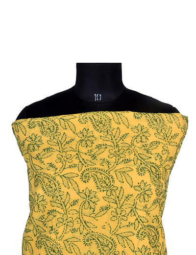 Rohia by Chhangamal Hand Embroidered Yellow Colour Cotton Chikan Suit Length SL1280