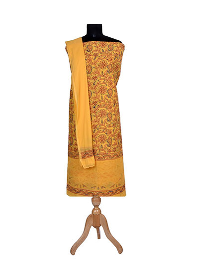 Rohia by Chhangamal Hand Embroidered Yellow Cotton Chikankari Suit Length SL1280