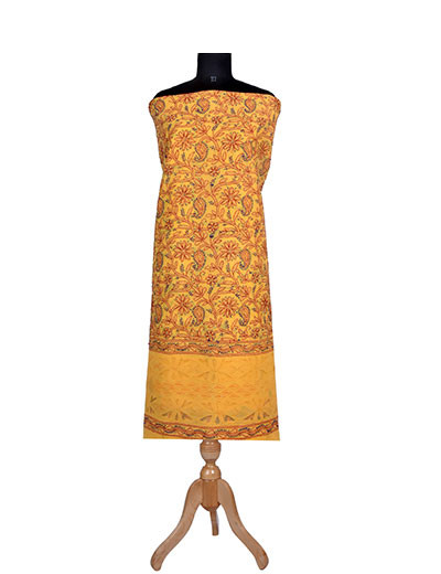 Rohia by Chhangamal Hand Embroidered Yellow Cotton Chikankari Suit Length SL1280