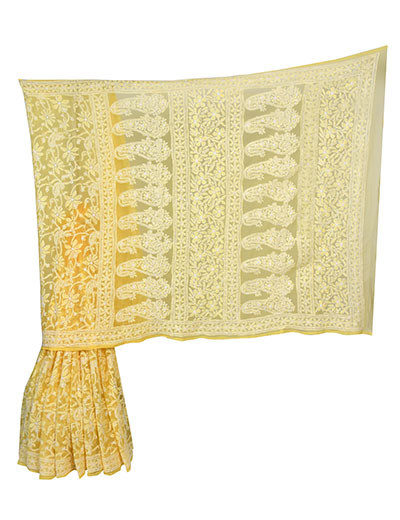 Rohia By Chhangamal Neon Yellow Georgette Saree