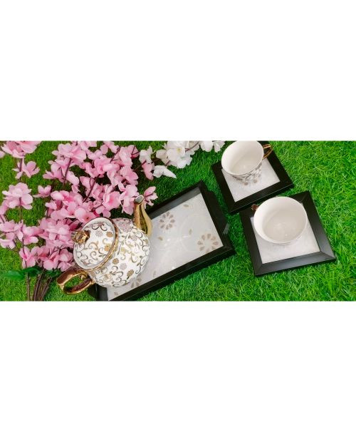 Rohia By Chhangamal Presents Hand Embroidered White Pure Georgette Lucknowi Chikankari Table Coaster With Gotapatti, Shadow And Murri Work