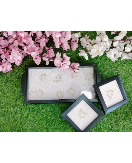 Rohia By Chhangamal Presents Hand Embroidered White Pure Georgette Lucknowi Chikankari Table Coaster With Gotapatti And Tepchi Work