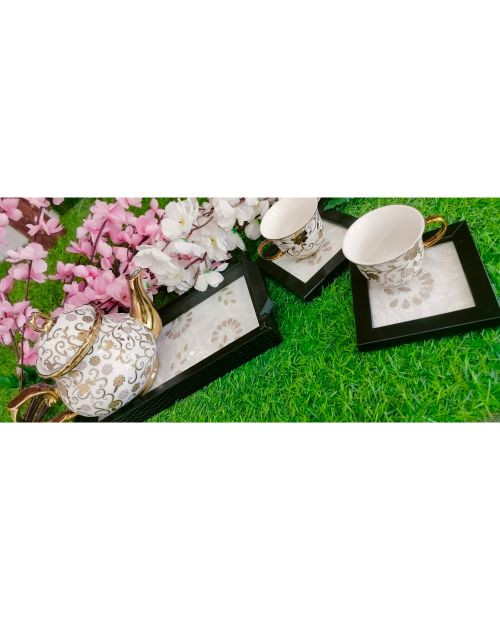 Rohia By Chhangamal Presents Hand Embroidered White Pure Georgette Lucknowi Chikankari Table Coaster With Gotapatti, Shadow And Murri Work