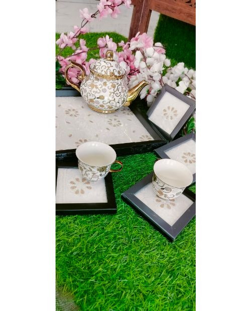 Rohia By Chhangamal Presents Hand Embroidered White Pure Georgette Lucknowi Chikankari Table Coaster With Gotapatti, Shadow And Murri Work