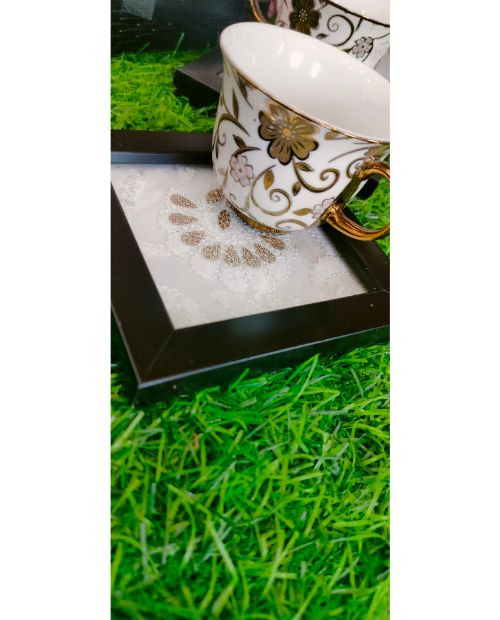 Rohia By Chhangamal Presents Hand Embroidered White Pure Georgette Lucknowi Chikankari Table Coaster With Gotapatti, Shadow And Murri Work