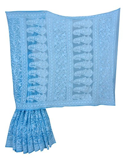 Rohia By Chhangamal Sky Blue Georgette All Over Jaal Saree