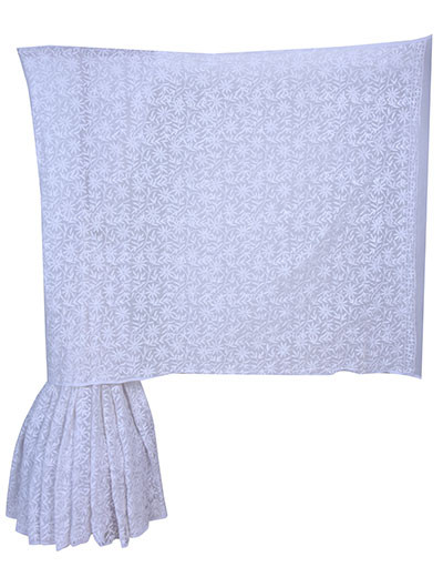 Rohia By Chhangamal White Georgette All Over Tepchi Jaal Saree