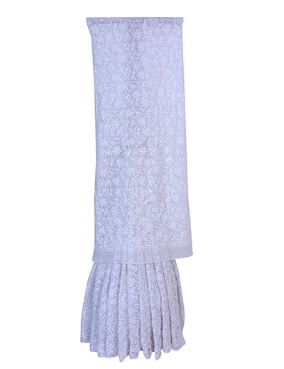 Rohia By Chhangamal White Georgette All Over Tepchi Jaal Saree