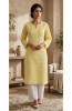 Yellow Cotton  Hand Embroidered Chikankari Kurti