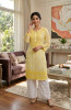 Yellow Cotton  Hand Embroidered Chikankari Kurti