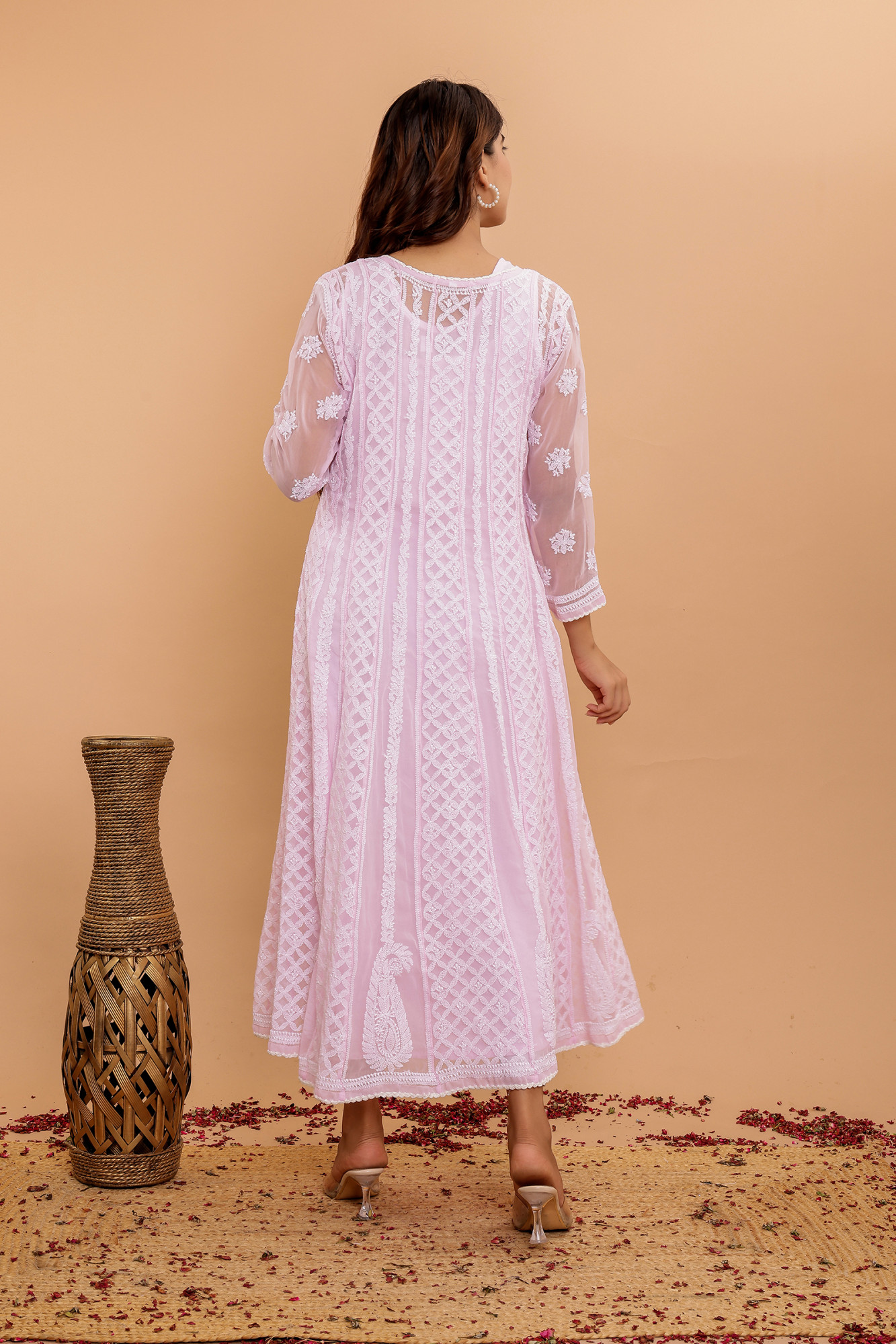 Baby pink Color Georgette full embroidered anarkali
