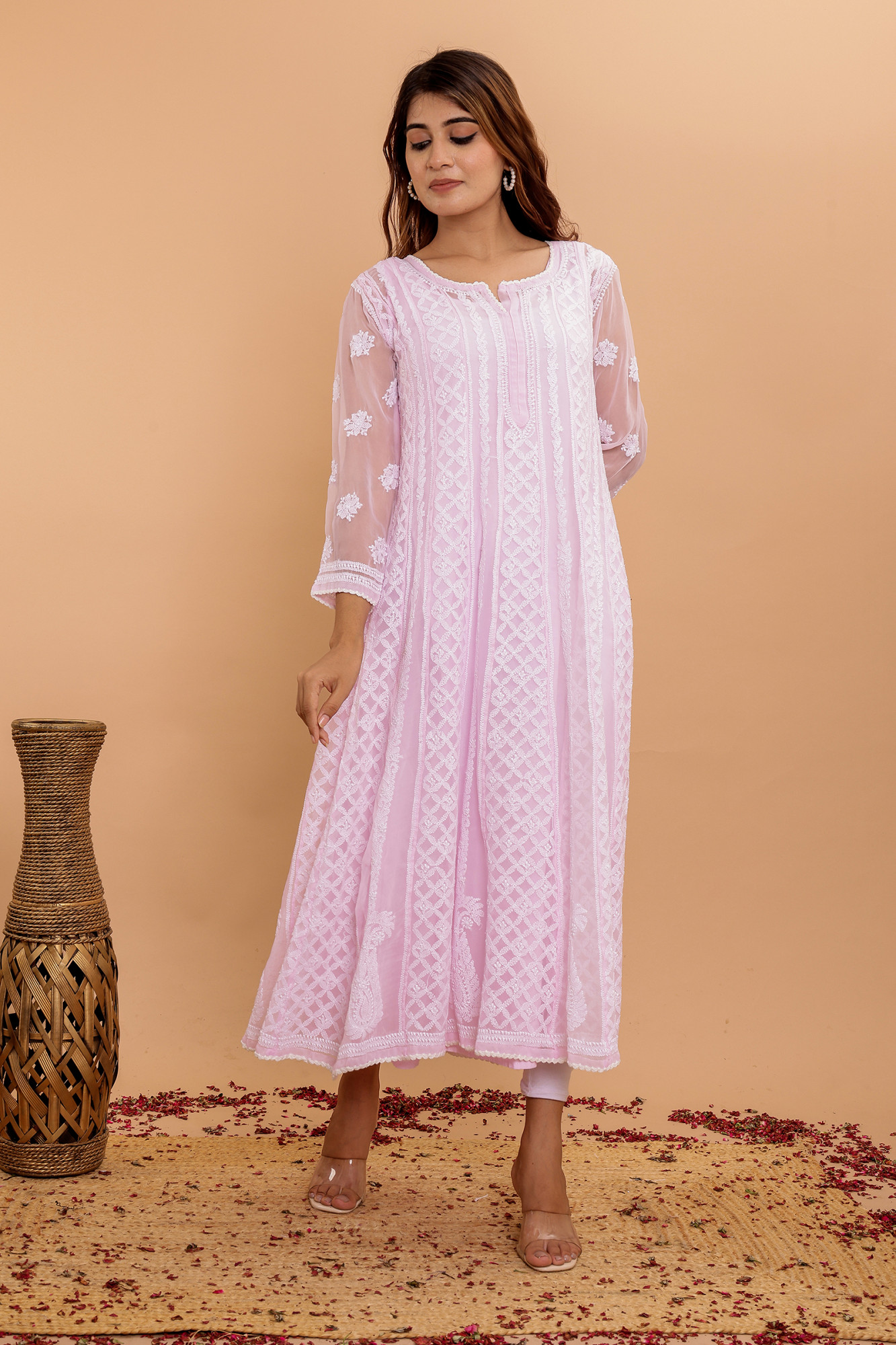 Baby pink Color Georgette full embroidered anarkali