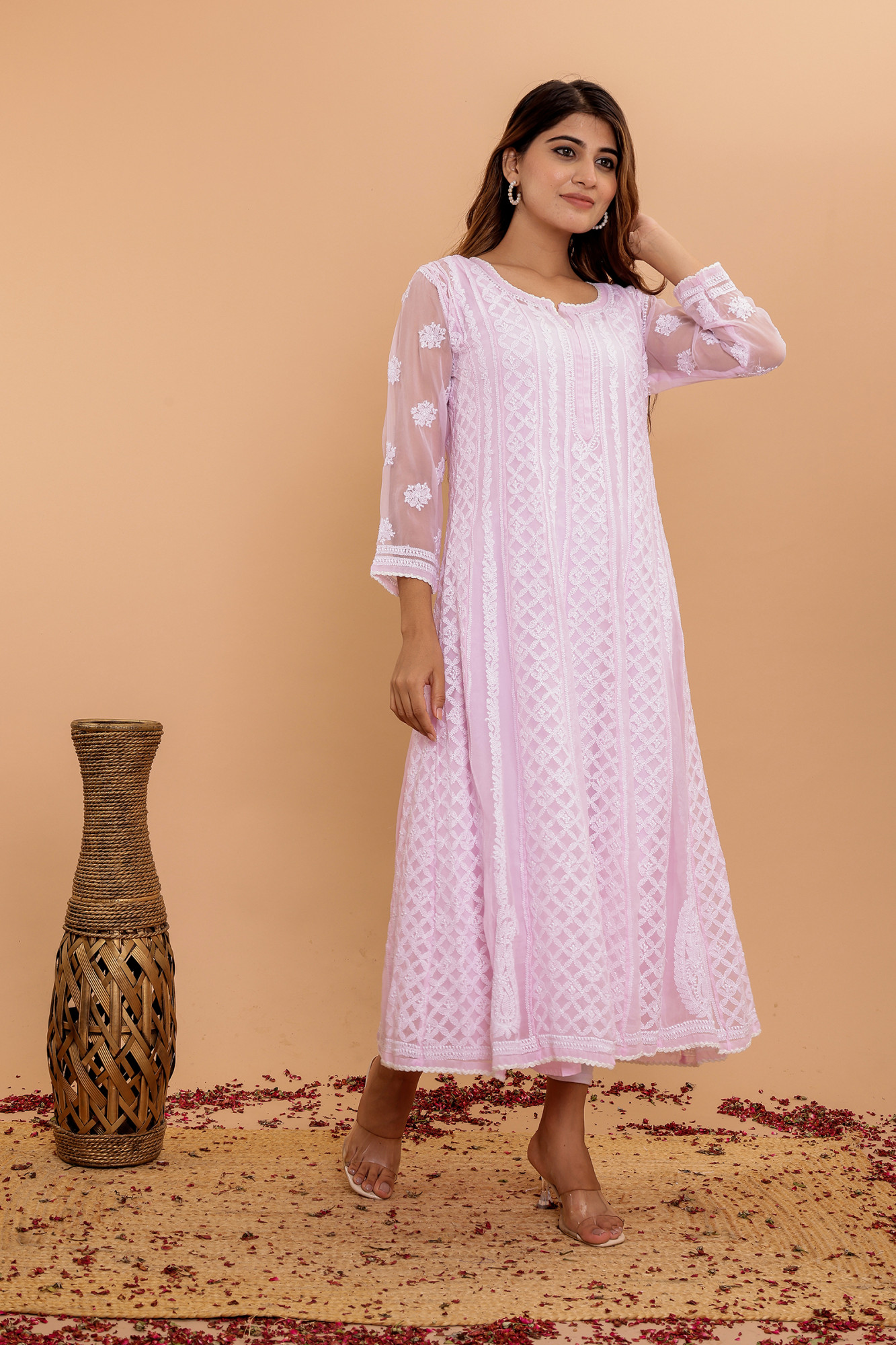 Baby pink Color Georgette full embroidered anarkali