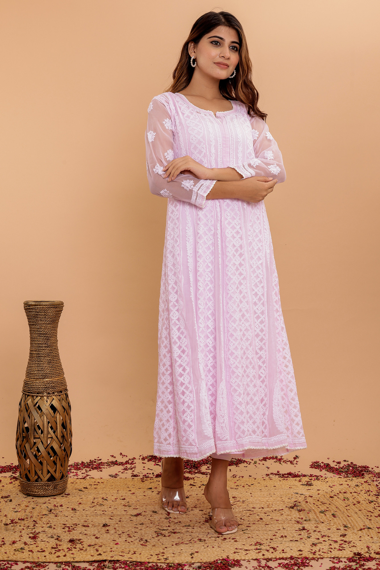 Baby pink Color Georgette full embroidered anarkali