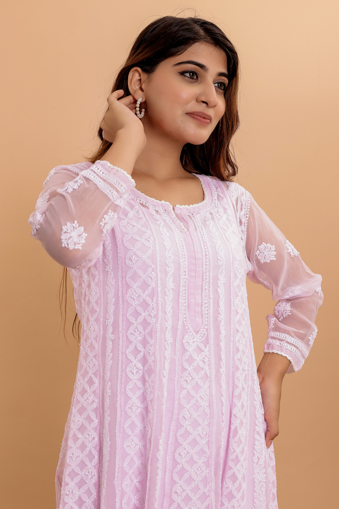 Baby pink Color Georgette full embroidered anarkali