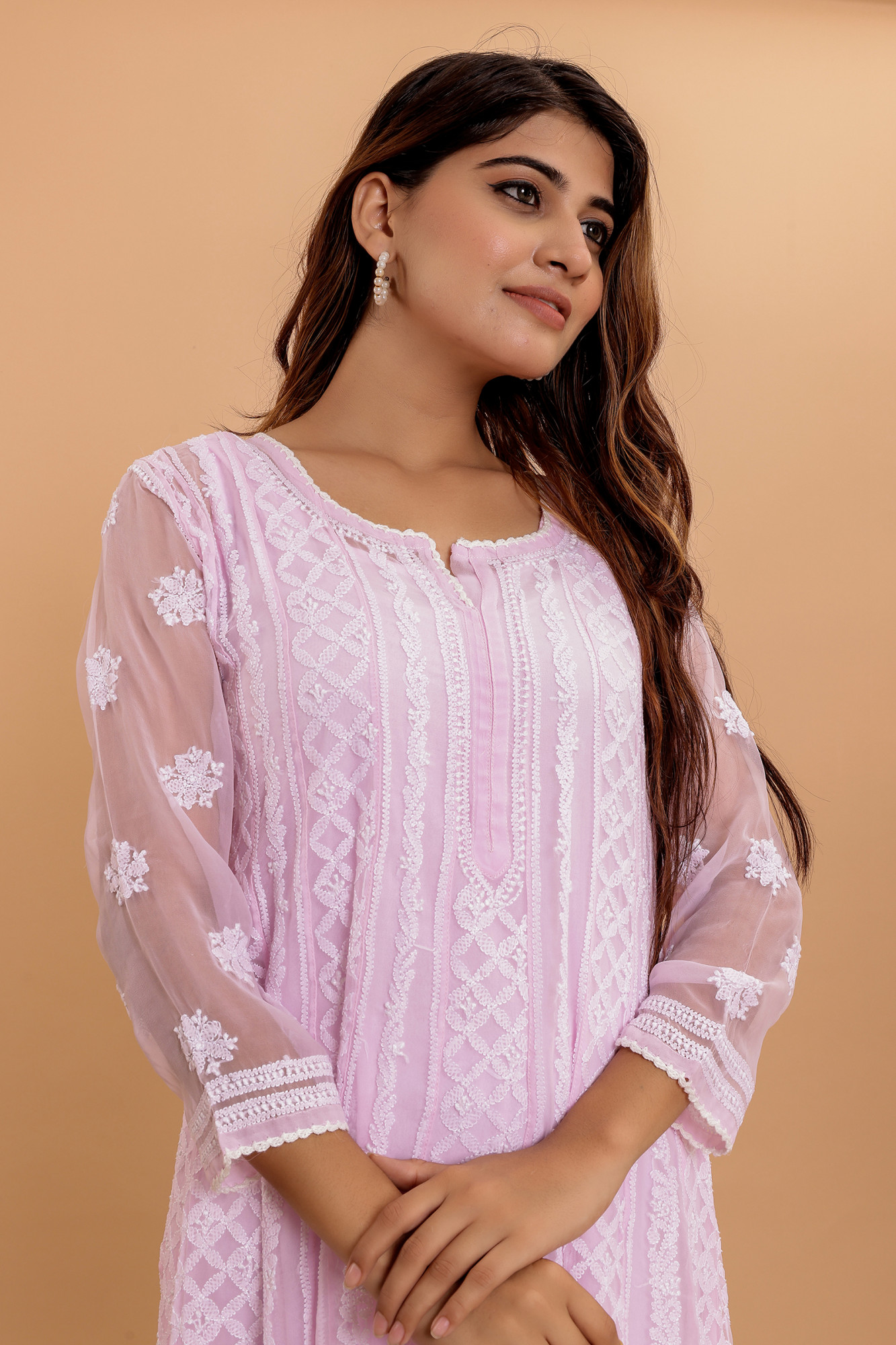 Baby pink Color Georgette full embroidered anarkali