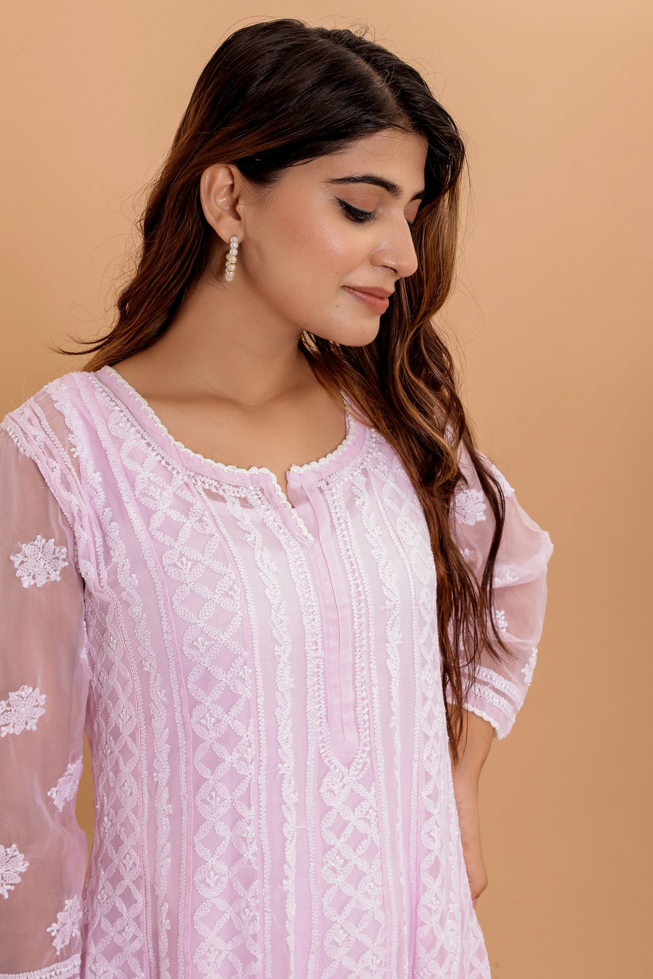 Baby pink Color Georgette full embroidered anarkali